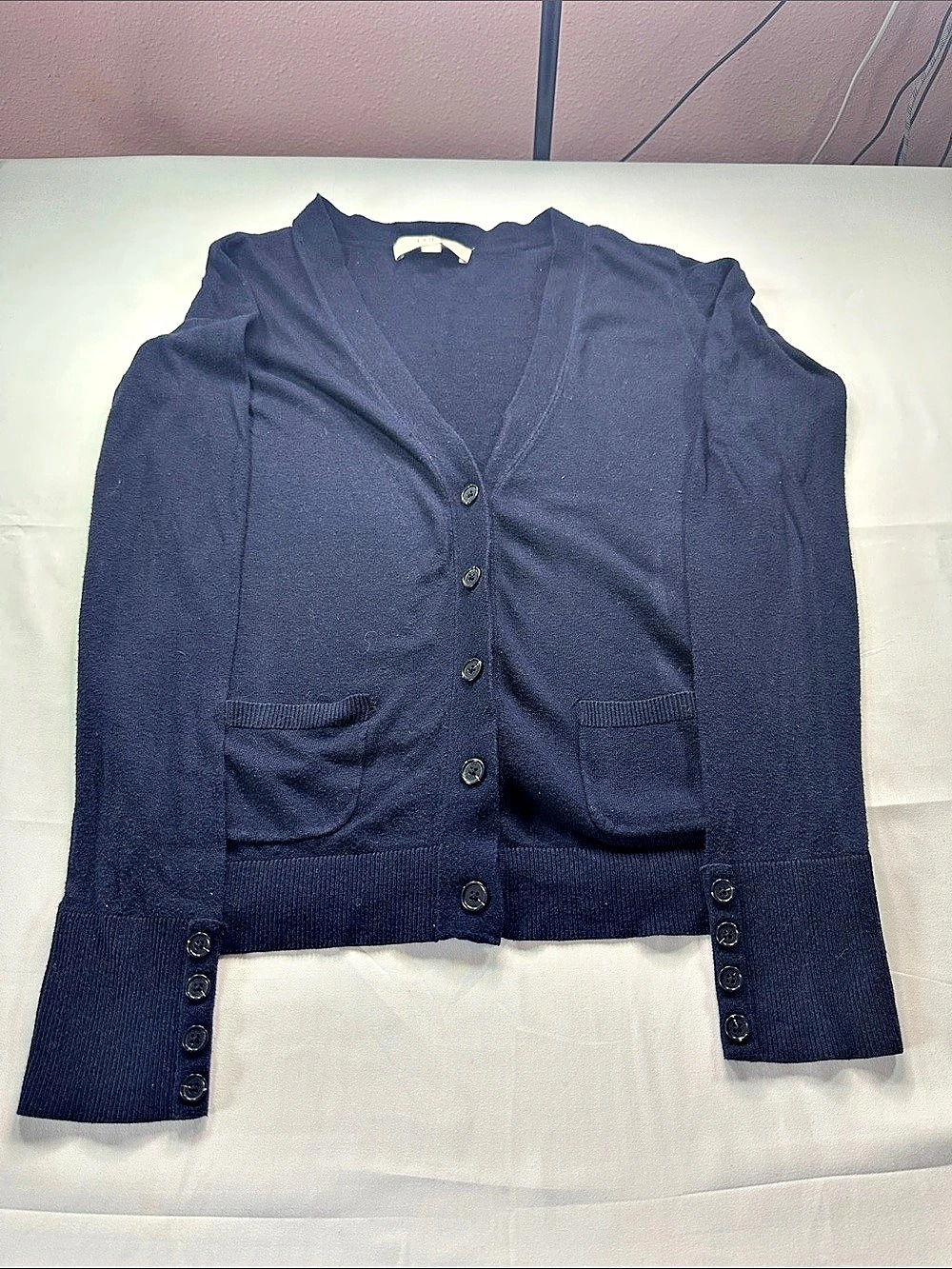 LOFT Cotton Modal Cardigan in Blue Size Medium Like New